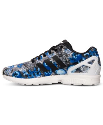 Mens Adidas ZX Flux Floral Blue Print Running Shoes AQ8600