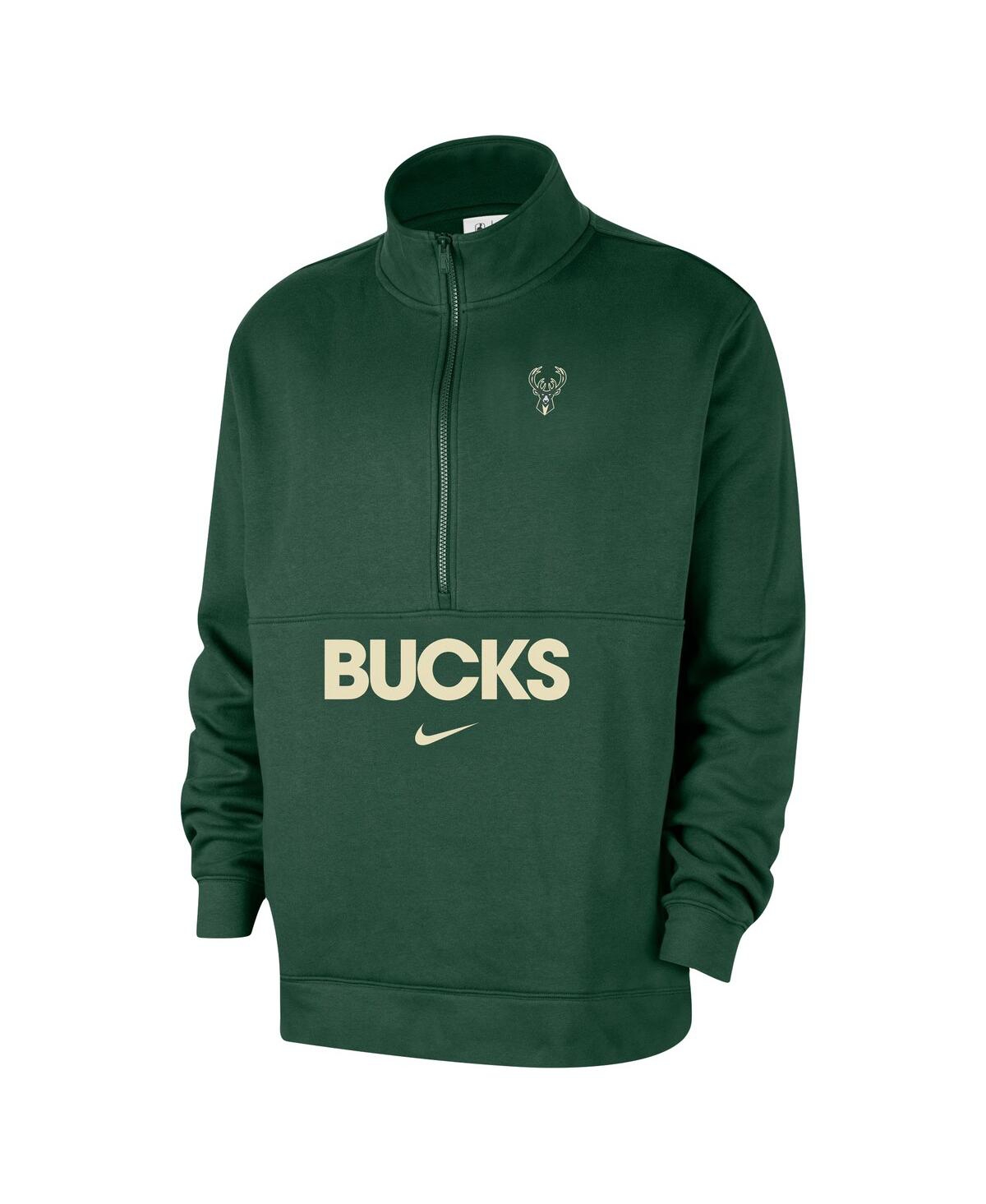 Nike Men's Hunter Green Milwaukee Bucks Courtside Club Half-Zip Jacket