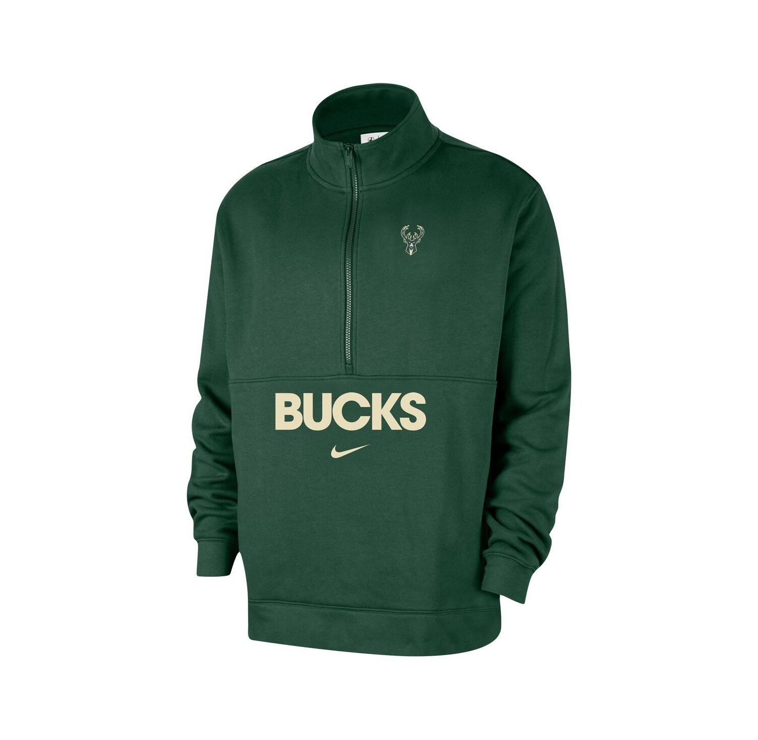 Men's Hunter Green Milwaukee Bucks Courtside Club Half-Zip Jacket