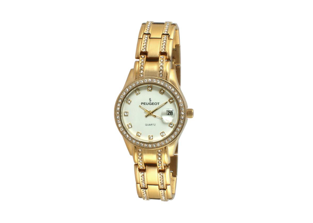 Womens Round Gold Luxury Status Swarovski Crystal Bracelet Watch