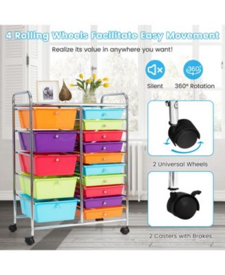 15-Drawer Utility Rolling Organizer Cart with Multi-Use Storage