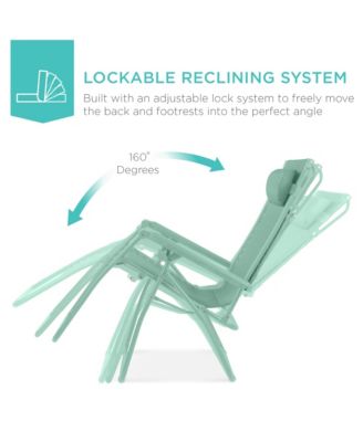 Folding Zero Gravity Recliner Patio Lounge Chair w/ Canopy Shade, Headrest, Tray