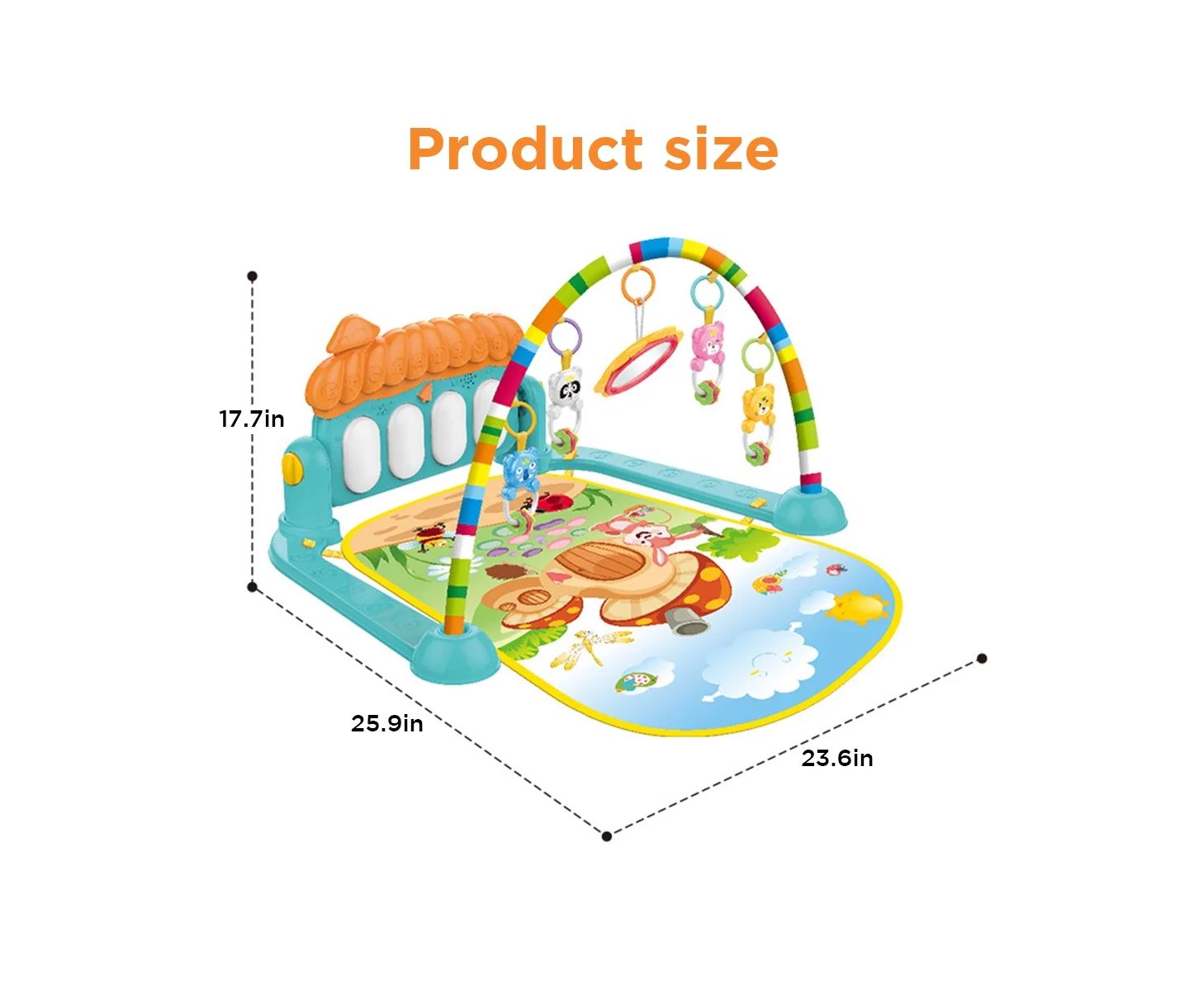 Детские игрушки Cowin Baby Play Mat Newborn Piano Toys Music Mirror Gym Floor Playmat Infants — фото 4