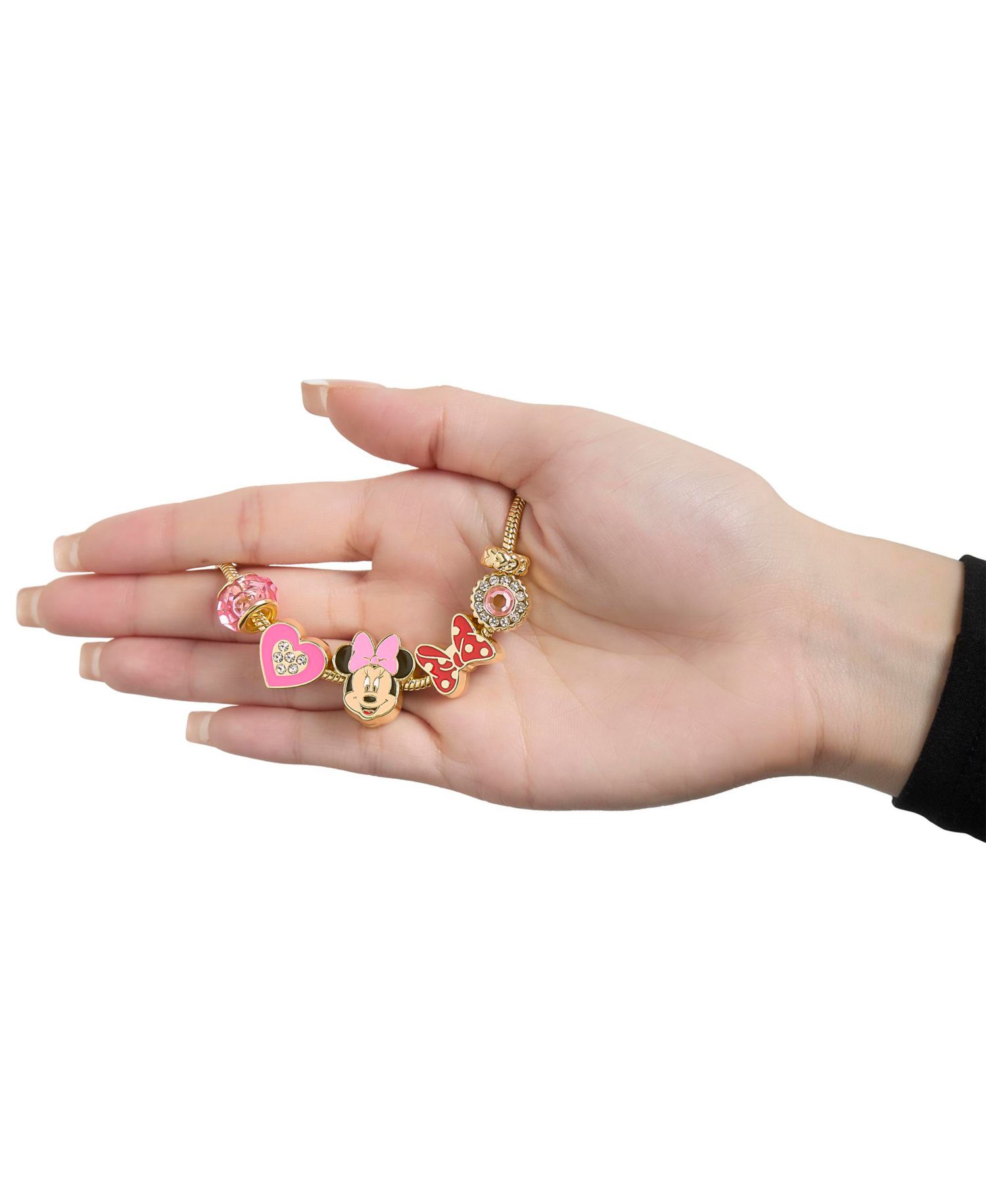 Minnie Mouse Bracelet for Women, 7" -Tone Charm Bracelet with 6 Unique Charms Official License