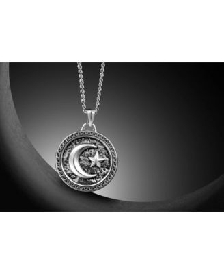 Men's Star & Crescent Amulet – 925 Sterling Silver Coin