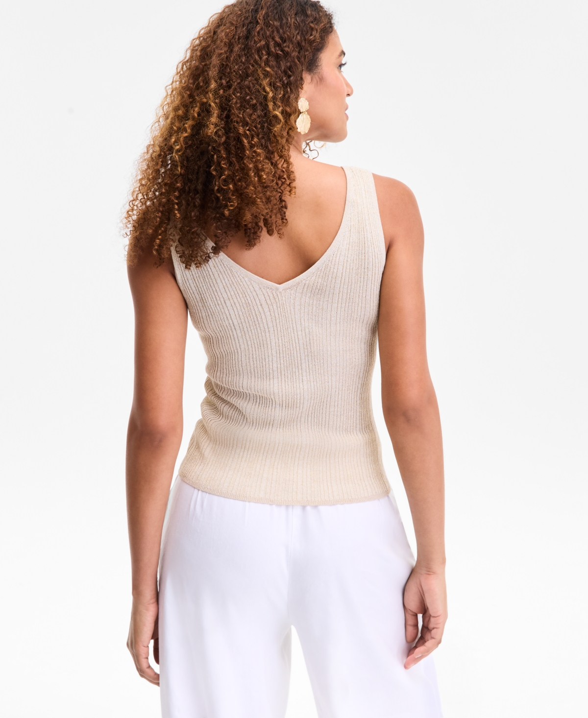 Inc International Concepts Women's Ribbed Sleeveless V-neck Tank, Exclusively At Macy's In Neutral