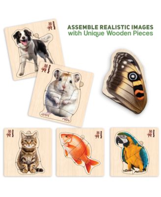 6XSET Realistic Wooden Montessori Puzzles for Toddlers Ages 1-3