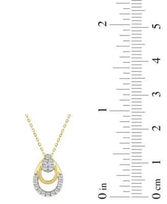 Diamond Triple Pear Openwork Pendant Necklace (1/8 ct. t.w.) in 14k Gold, 16" + 2" extender