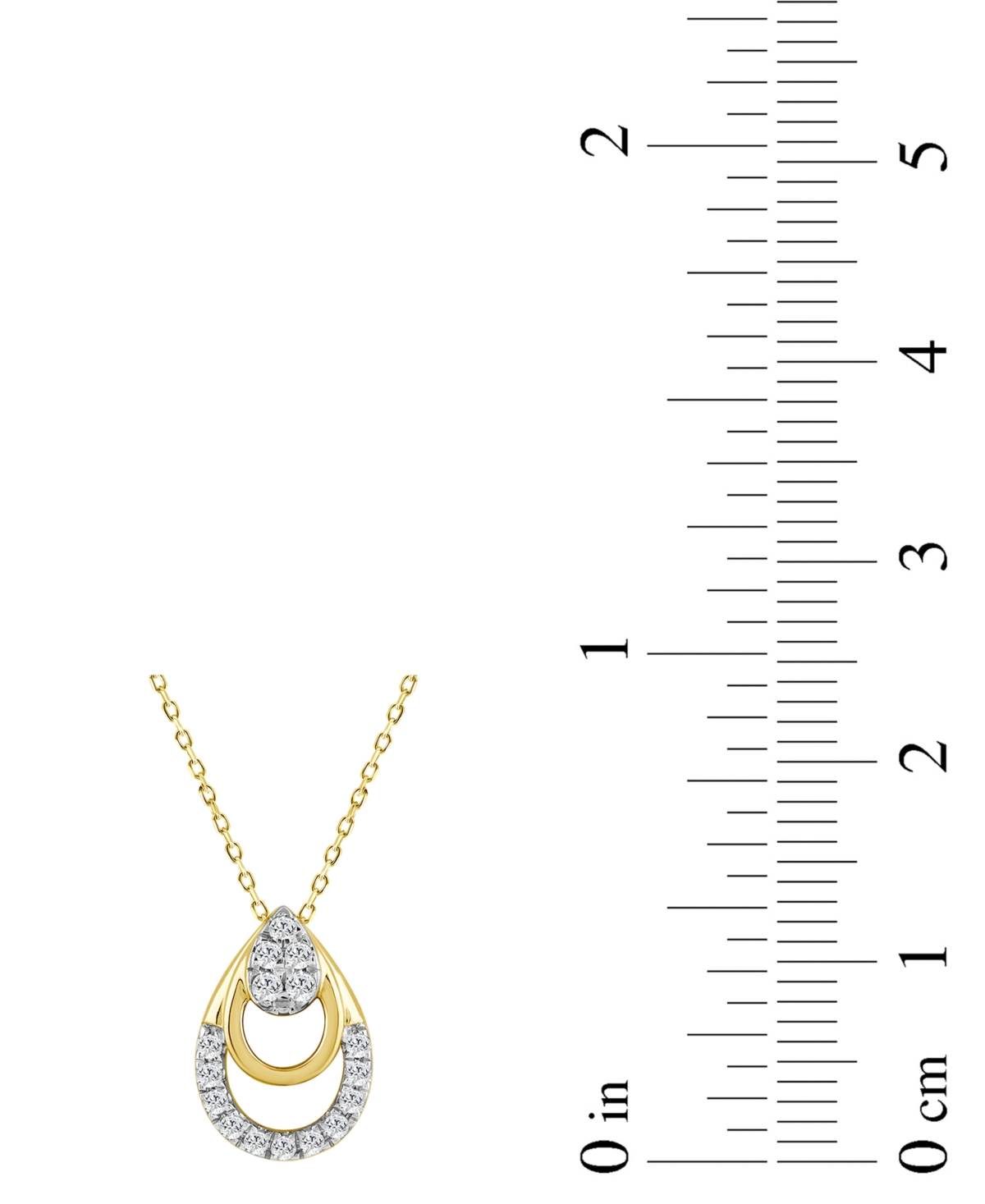 MACY'S DIAMOND TRIPLE PEAR OPENWORK PENDANT NECKLACE (1/8 CT. T.W.) IN 14K GOLD, 16" + 2" EXTENDER 