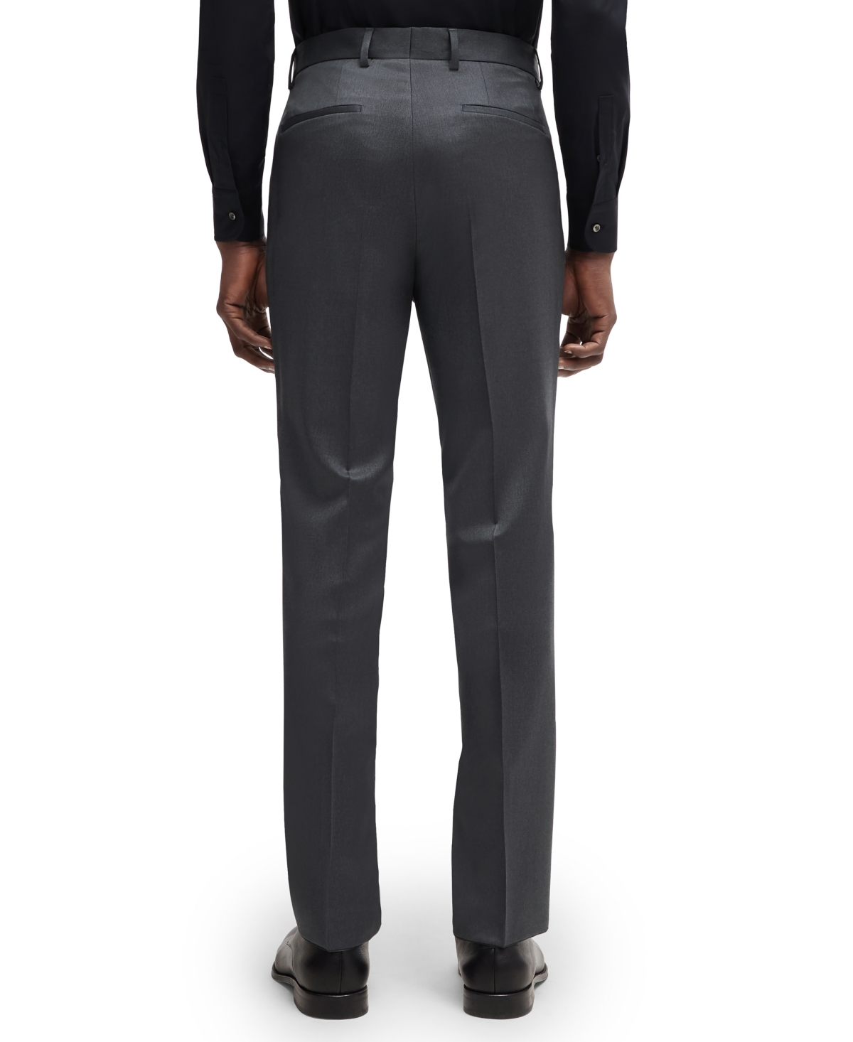 Hugo Boss Slim-fit Trousers In Patterned Stretch Twill In Dark Gray