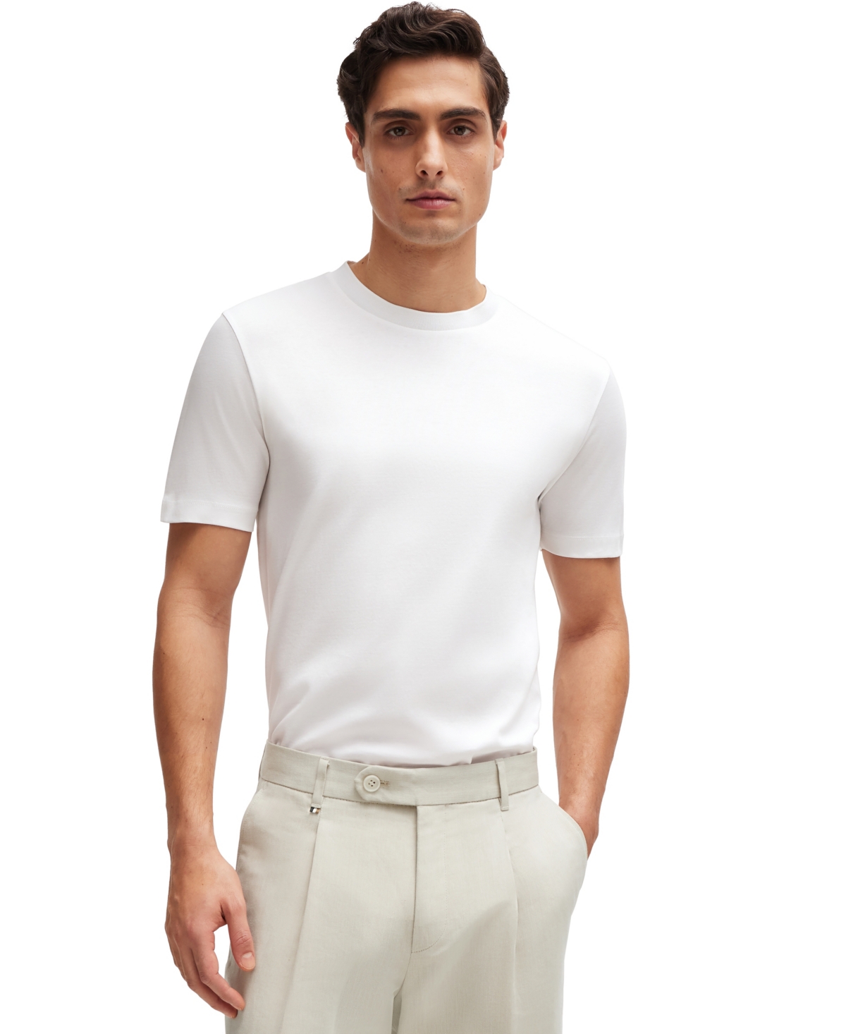 Hugo Boss Tiburt Regular-fit T-shirt In Open White
