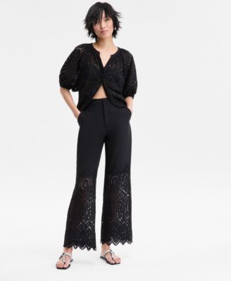 【INCHANT ME】[unisex] Eyelet Cotton Wide Pants I.N.C. International Concepts Women's Cotton Eyelet Pants