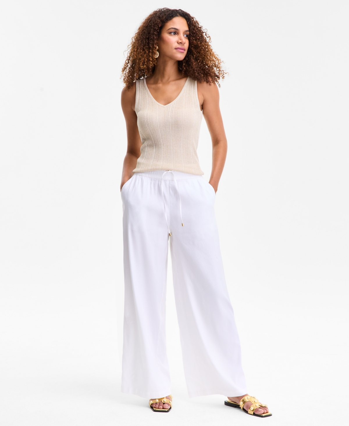 Inc International Concepts Women's High Rise Wide-leg Pants, Exclusively At Macy's In White