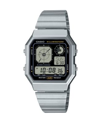 Casio - Men's Vintage Digital Stainless Steel Bracelet Watch 34mm