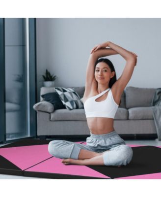 4-Panel PU Leather Folding Exercise Gym Mat with Hook and Loop Fasteners