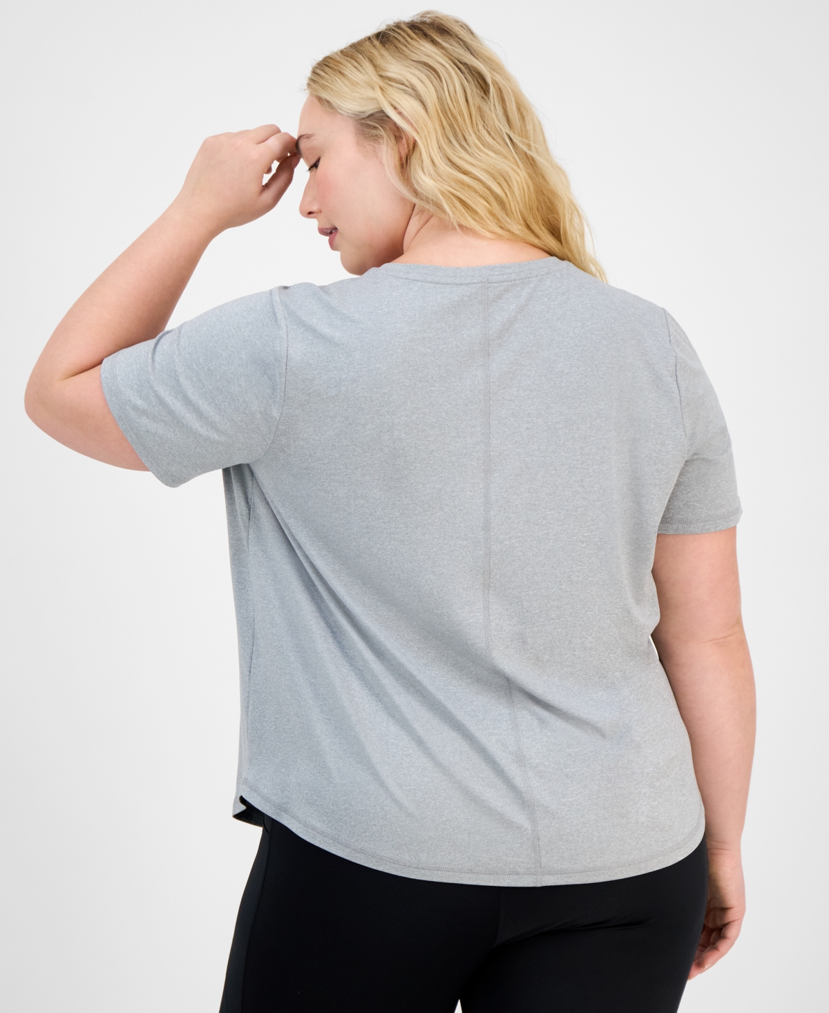Id Ideology Plus Size Curved-hem V-neck Top, Created For Macy's In Storm Grey