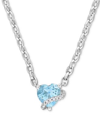 Gemstone Heart-Shaped Pendant Necklace in Sterling Silver, 18"