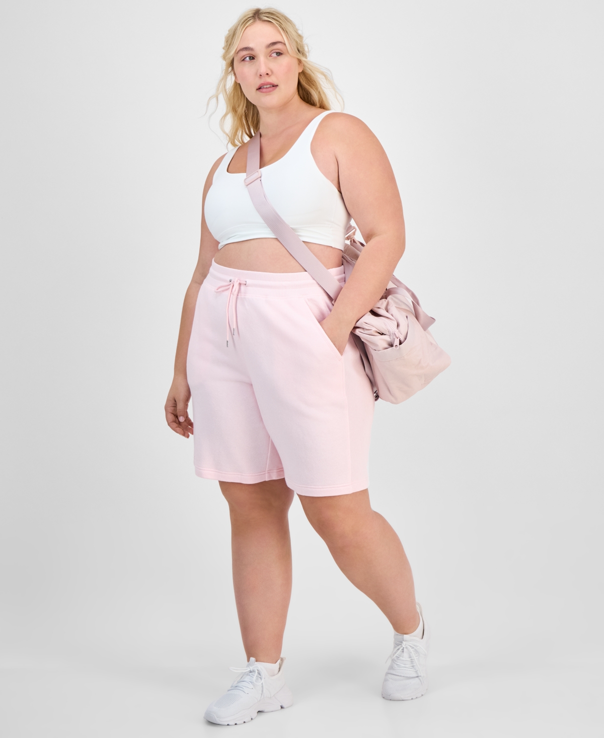 Id Ideology Plus Size Cotton-blend Pull-on Bermuda Shorts, Exclusively At Macy's