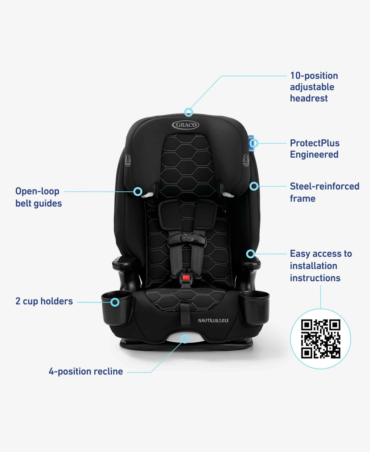 Graco Nautilus 2.0 Lx ft. InRight Latch Booster Car Seat