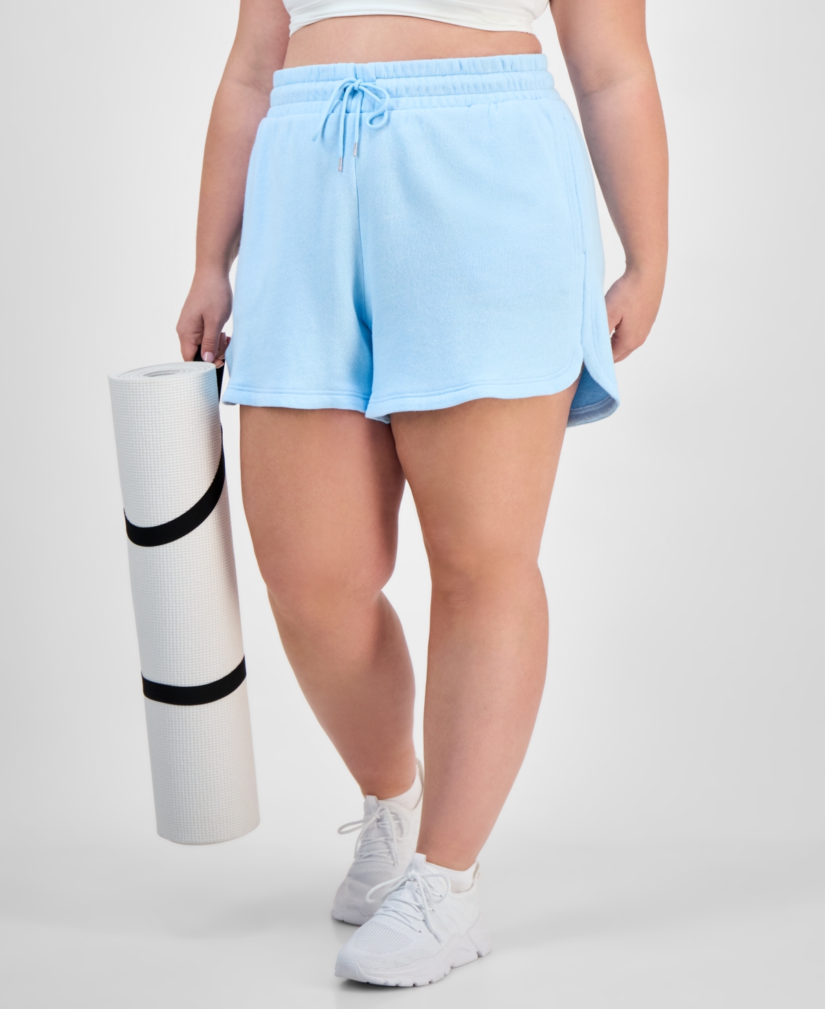 Id Ideology Plus Size Solid-color Knit Pull-on Shorts, Exclusively At Macy's