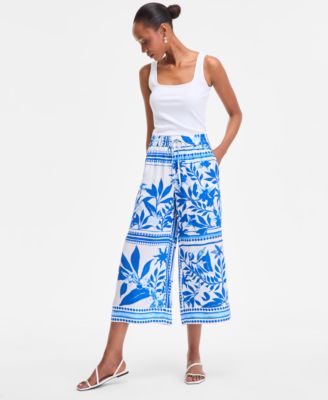 Womens Printed Wide Leg Cropped Pants P Xs 3x Exclusively At Macys