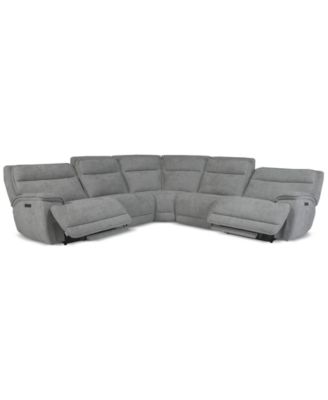 Ozryn 5-Pc. Fabric Sectional with 2 Power Motion Chairs, Exclusively at Macy's