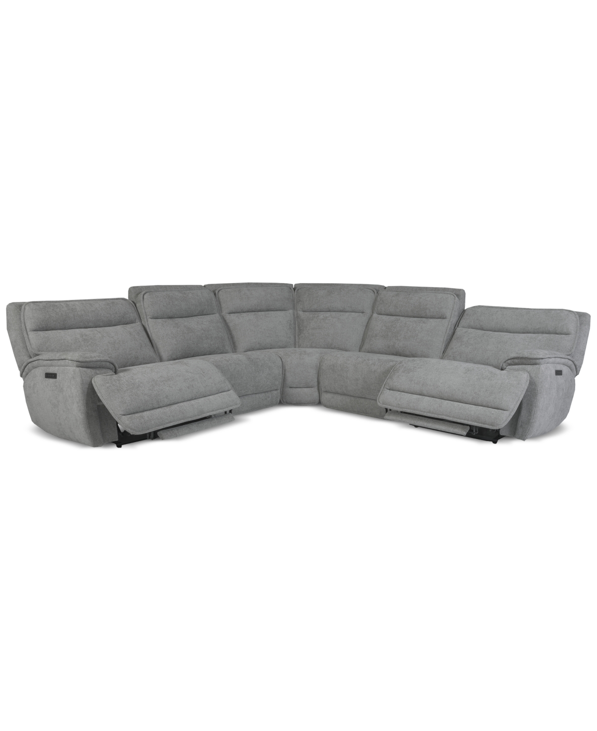 Macy's Ozryn 5-pc. Fabric Sectional With 2 Power Motion Chairs, Exclusively At  In Silver