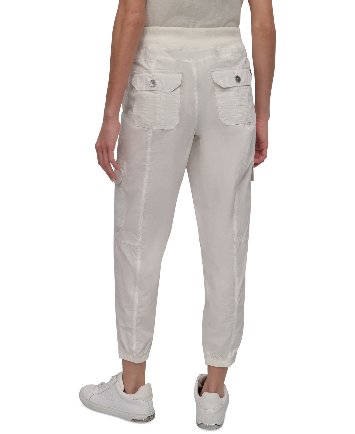 Dkny Sport Women's Cotton Ribbed-waist Jogger Cargo Pants