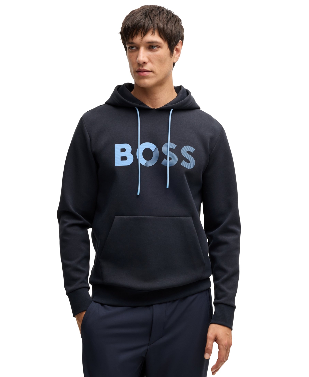 Boss by Hugo Boss Men's Regular-Fit Logo Print Hoodie - Dark Blue