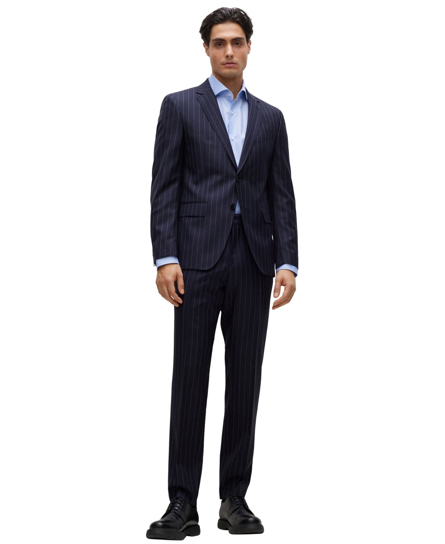 Мужская рубашка Hugo Boss Stretch-Cotton Twill Regular-Fit Dress Shirt, цвет: Светлый синий — фото 3
