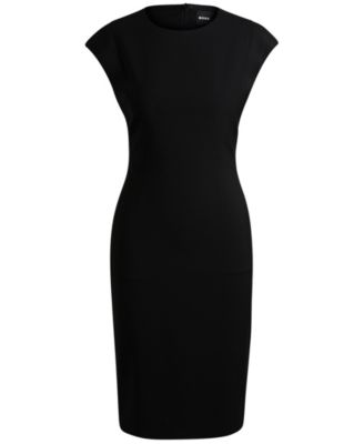 Women's Wool Cap Sleeve Slim-Fit Dress