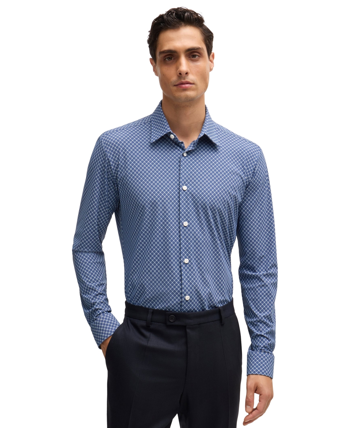 Boss by Hugo Men's Slim-Fit Printed Performance Dress Shirt
