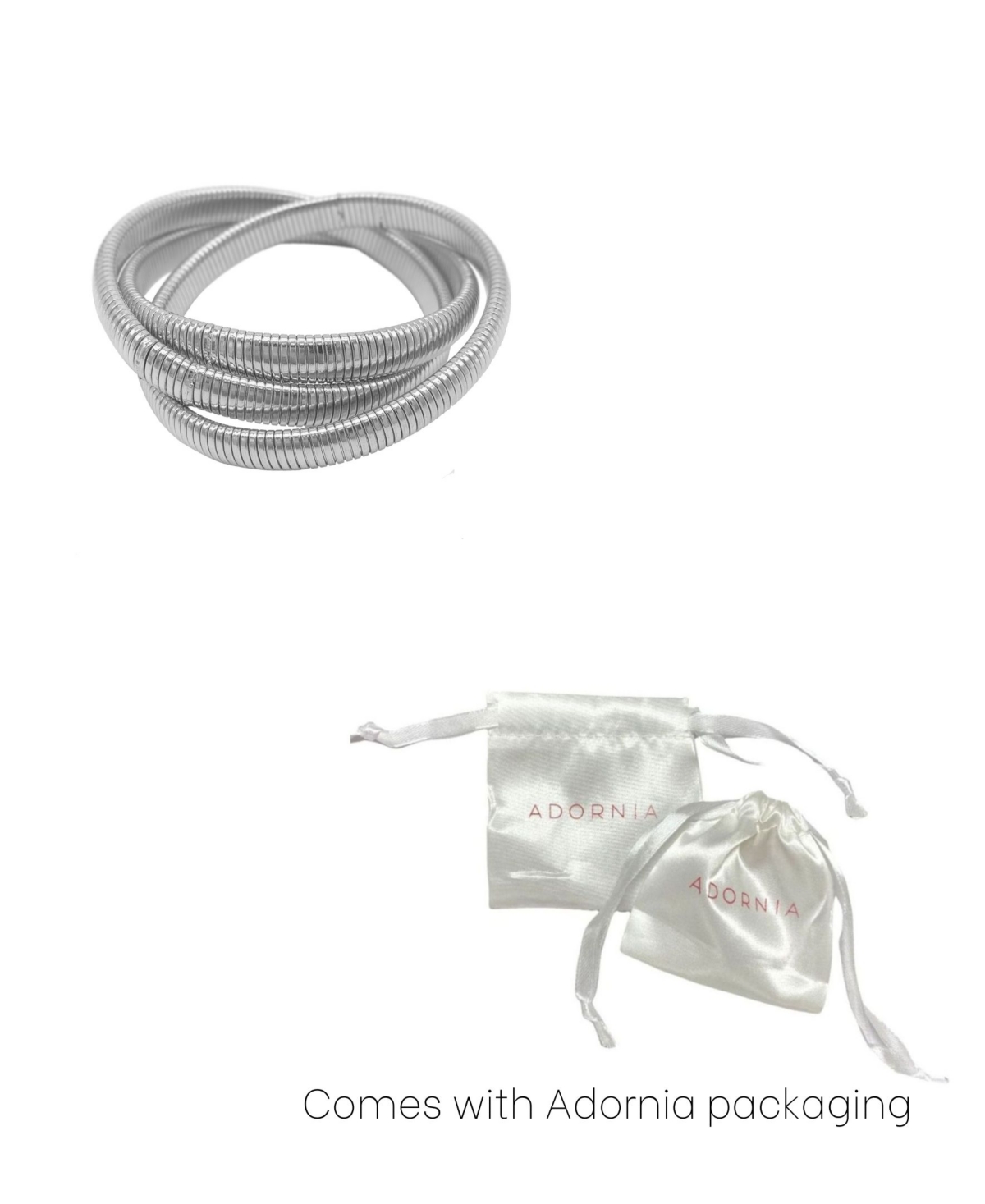 Adornia Sterling Silver Plated 2-layer Omega Chain Bacelet In Silver