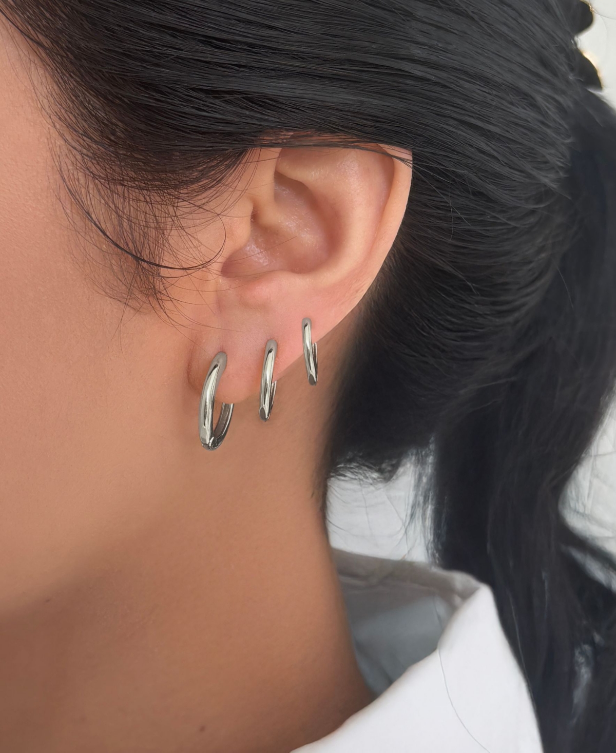 Adornia Set Of 3 Huggie Hoop Earrings In Silver