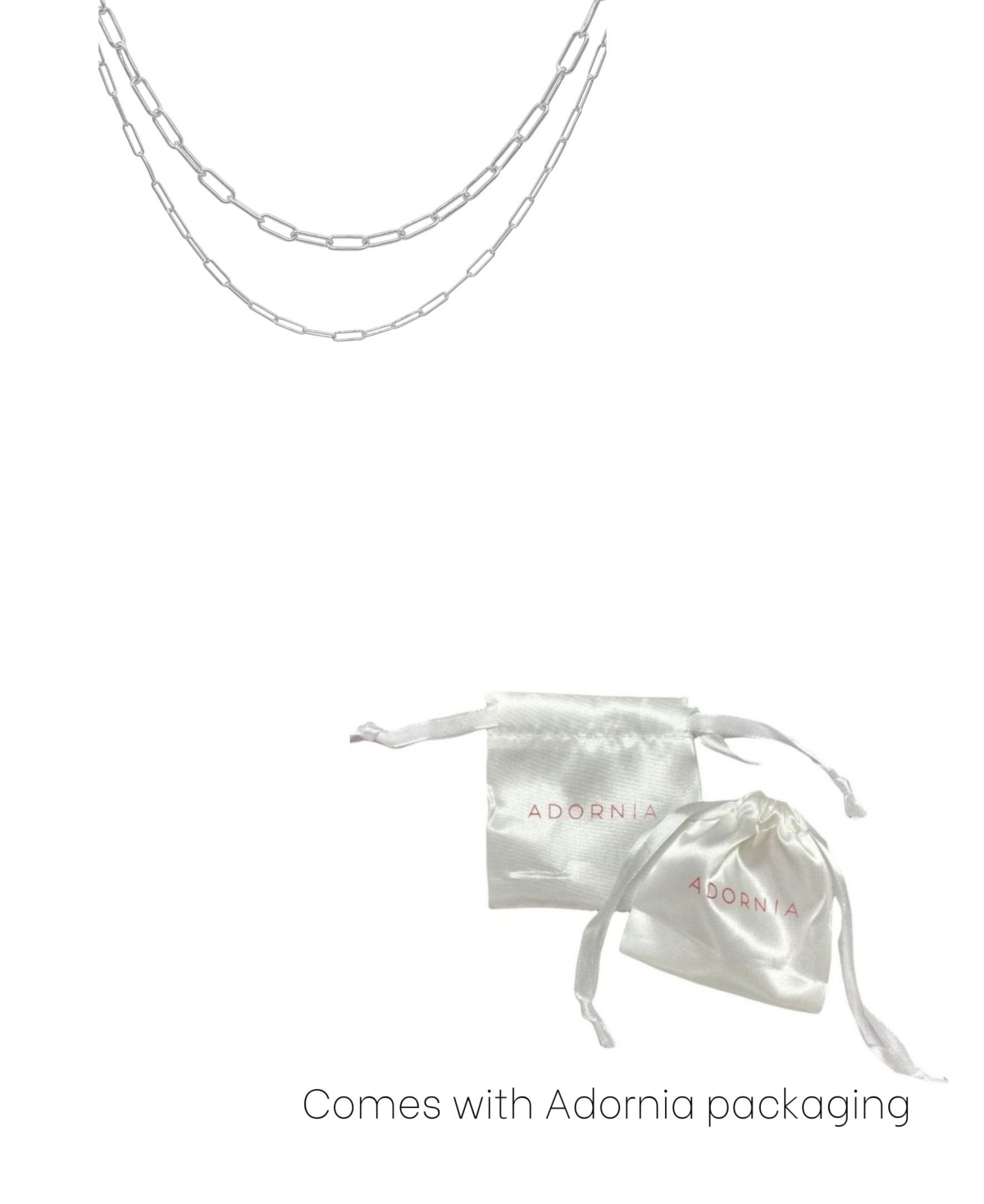 Adornia Silver Plated 3mm And 4mm Paper Clip Chain Set In Silver