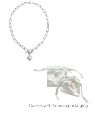 Silver White Mother of Pearl Flower Paper Clip Chain Toggle Necklace