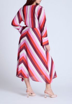 Women's Twist Bodice Stripe Midi Dress