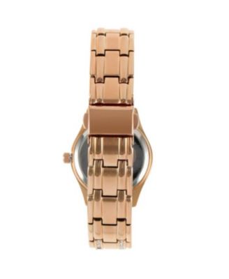 Womens Round Rose-Gold Luxury Status Swarovski Crystal Bracelet Watch