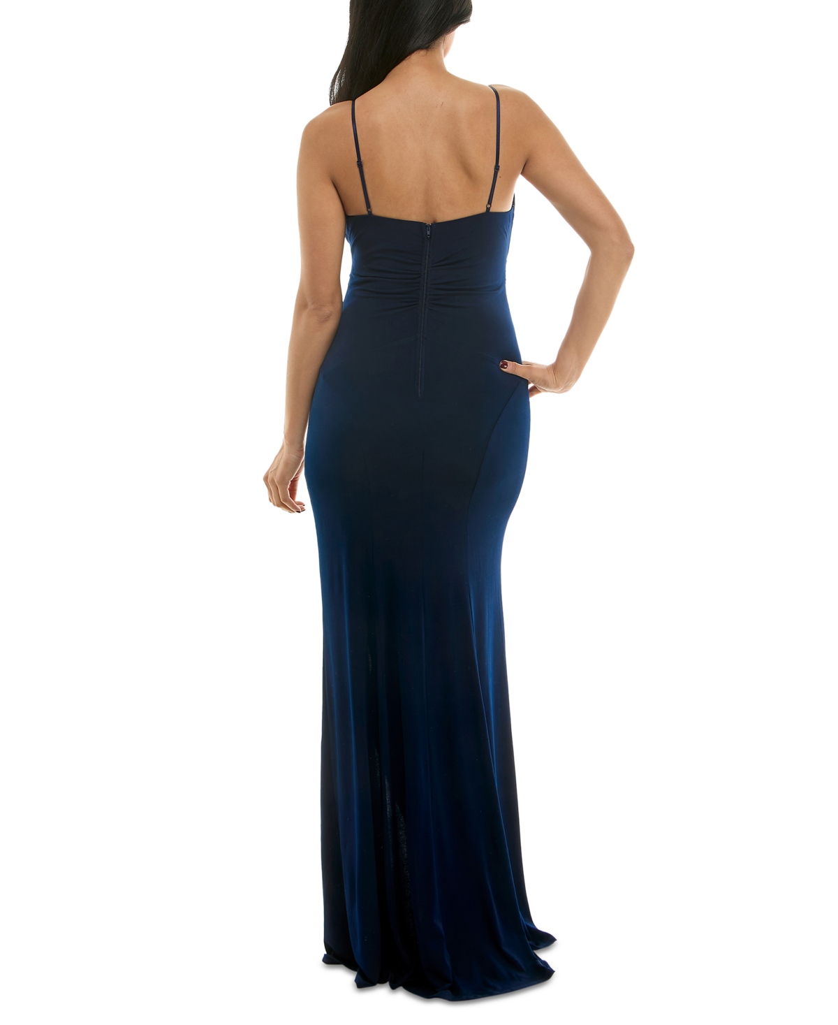 Emerald Sundae Juniors' Cowlneck Ruched Gown