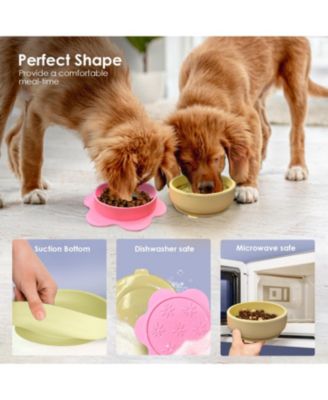 Lilac Small Flower-Shaped Silicone Pet Bowl with Non-Slip Suction Base