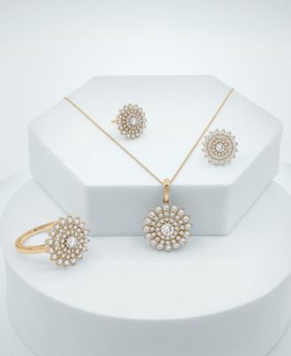 Diamond Flower Cluster Ring Pendant Necklace Earrings Collection In 14k Gold Exclusively At Macys