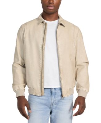 Men's Aviator Relaxed-Fit Faux-Leather Bomber Jacket 