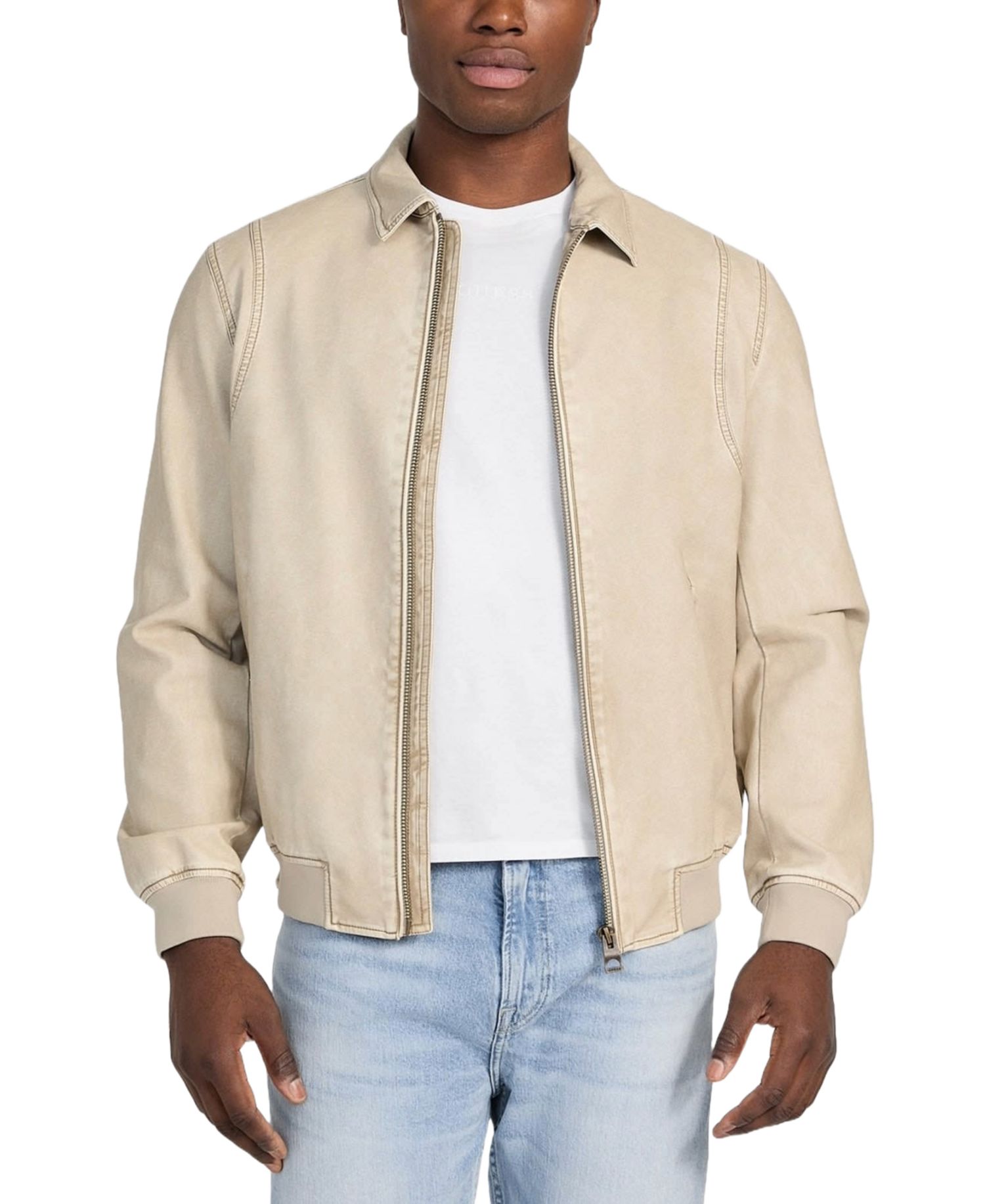 Men's Aviator Relaxed-Fit Faux-Leather Bomber Jacket