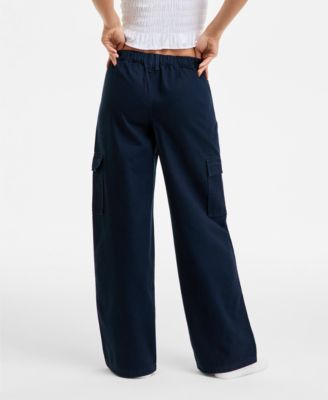 Juniors' Cargo Strap Wide-Leg Pants