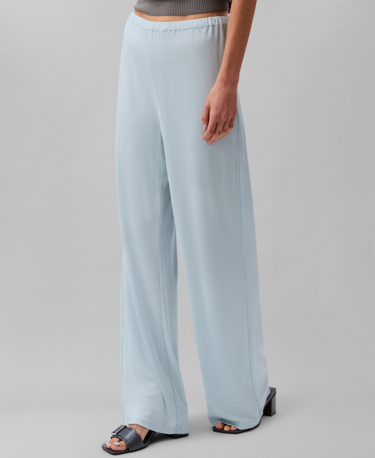 Calvin Klein Women's Shiny Pull-on Pants In Cloud Blue