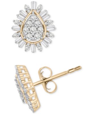 Diamond Teardrop Cluster Stud Earrings (1/2 ct. tw) in 14k Gold, Exclusively at Macy's