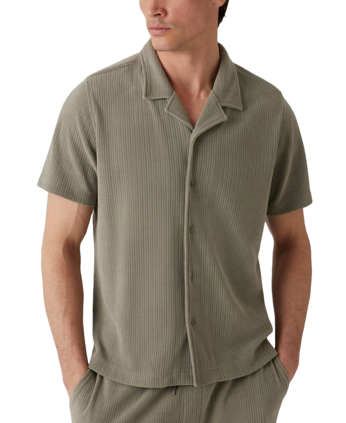 Men's Baron Textured Knit Shirt - Jet Black A996