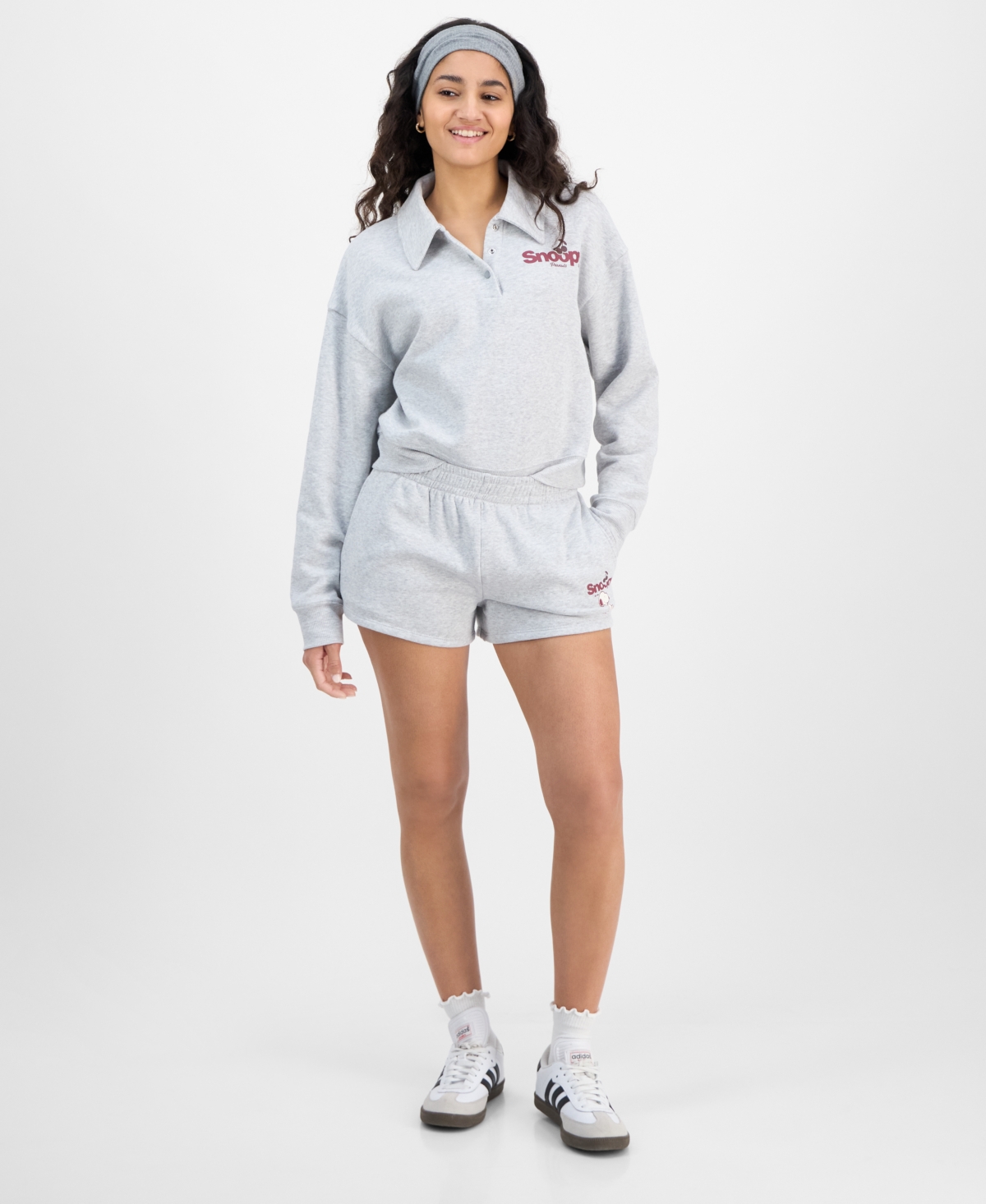 Juniors' Pull-On Snoopy Shorts - Gray