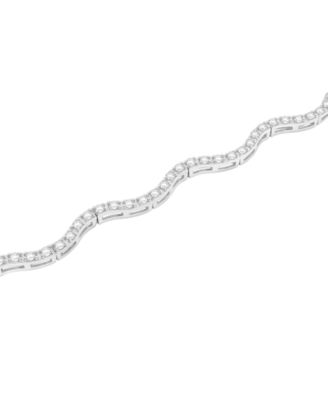 Diamond Wavy Tennis Bracelet (1 ct. tw) in 14k White Gold or 14k Yellow Gold, Exclusively at Macy's