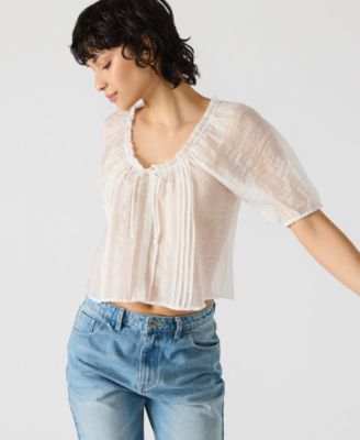 Women's Lana Sheer Puff-Sleeve Top